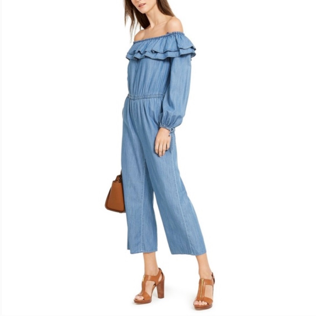 Michael Kors New Blue Denim Jumpsuit Xxs $175